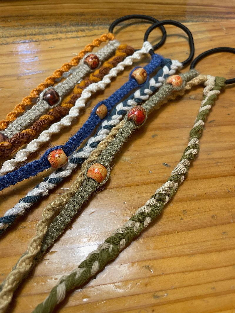 [Little Romance] Braided Wooden Bead Hair Ring - เครื่องประดับผม - ผ้าฝ้าย/ผ้าลินิน หลากหลายสี