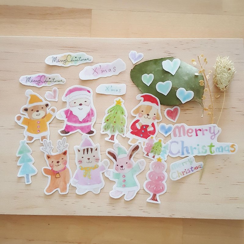 Christmas hand-painted stickers (optional paper) - Stickers - Paper 