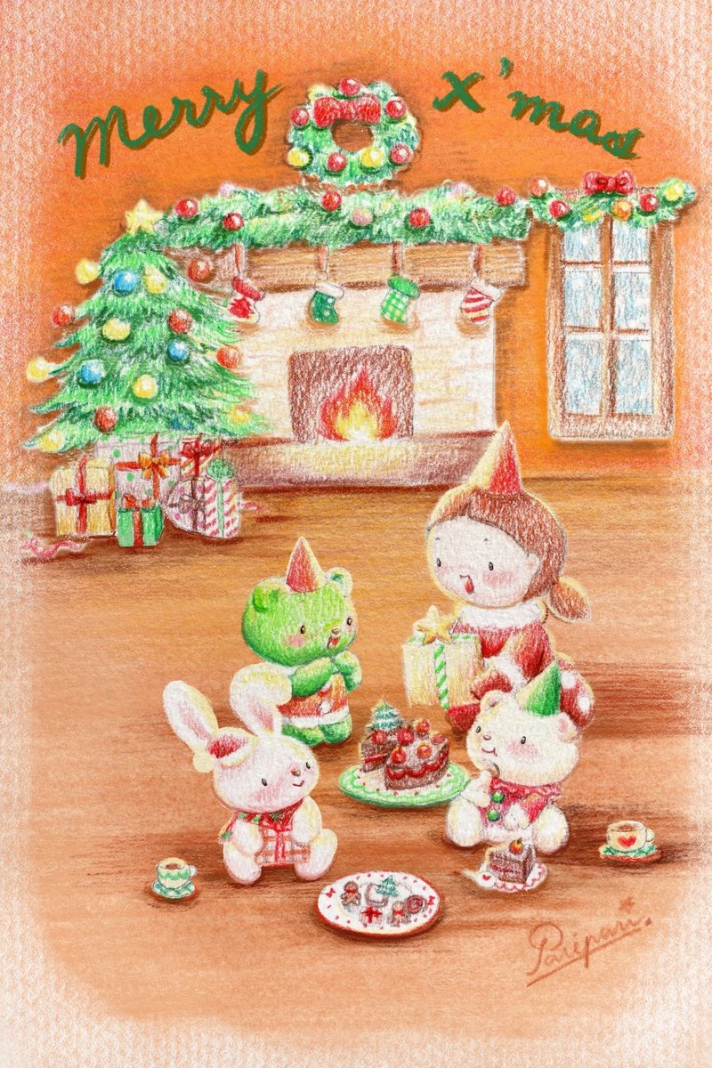 Christmas Time - Warm Fireplace | X'MAS POSTCARD - 卡片/明信片 - 紙 多色