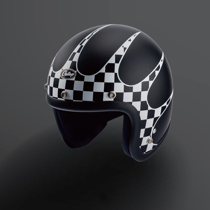 GALLOP P-51 マスタング ファイター 3/4 ハーフカバー ヘルメット 白黒 - ヘルメット - その他の素材 