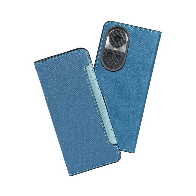 CASE SHOP OPPO Reno 10 前收納側掀皮套-藍 - 手機殼/手機套 - 人造皮革 藍色