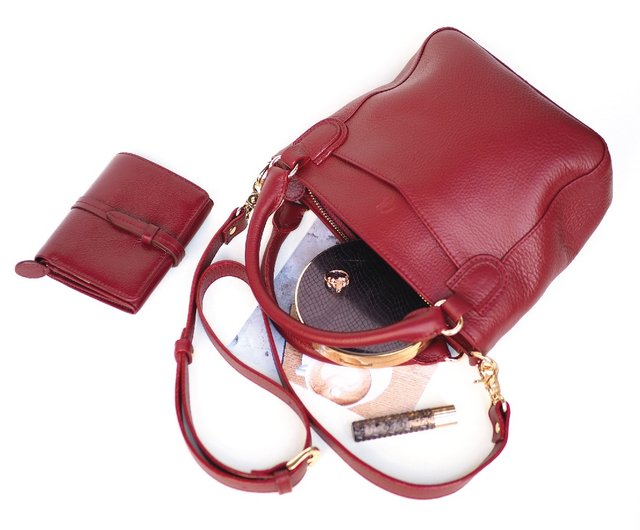 Genuine Leather Wristlet Strap, Honey Burgundy