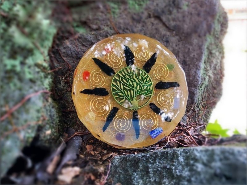 生命之樹雙面能量水晶盤 - 擺飾/家飾品 - 水晶 金色