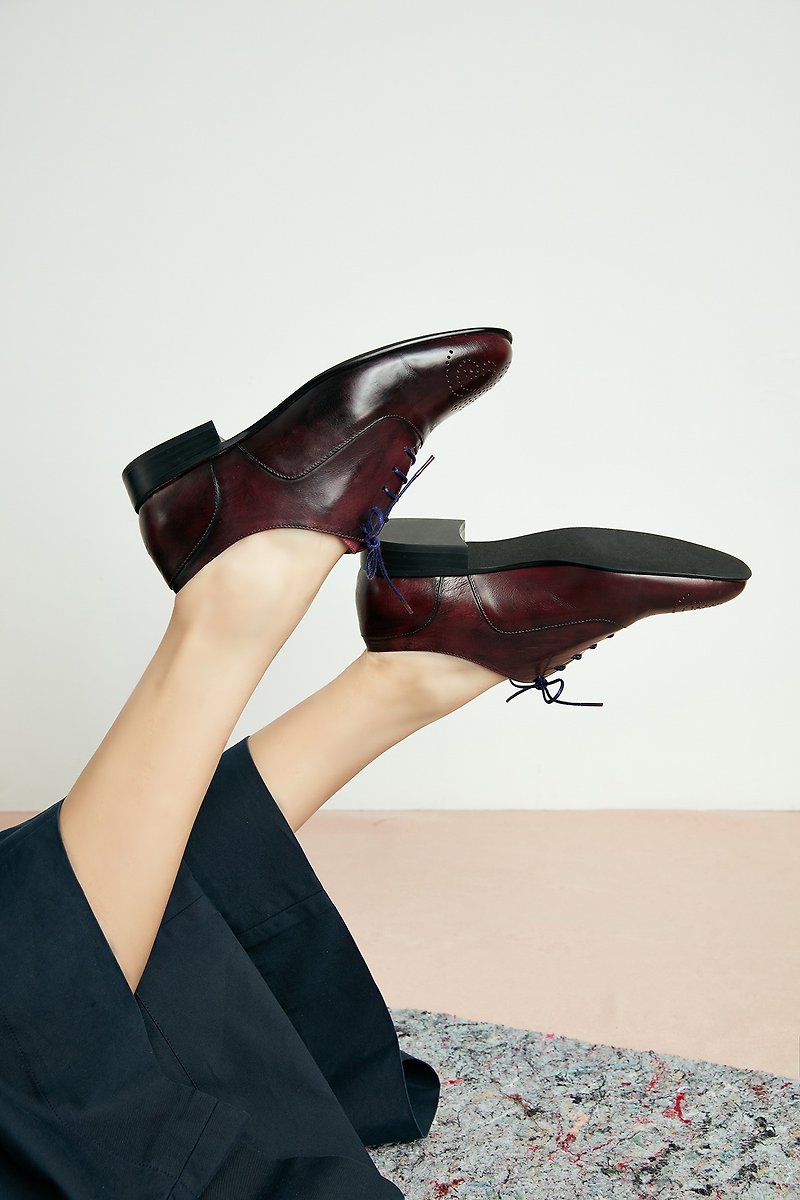HTHREE Classic Oxford Shoes / Jujube / Flat / Oxford Shoes - รองเท้าอ็อกฟอร์ดผู้หญิง - หนังแท้ สีนำ้ตาล