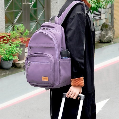 OMC 輕旅行大容量收納款筆電後背包(紫色)