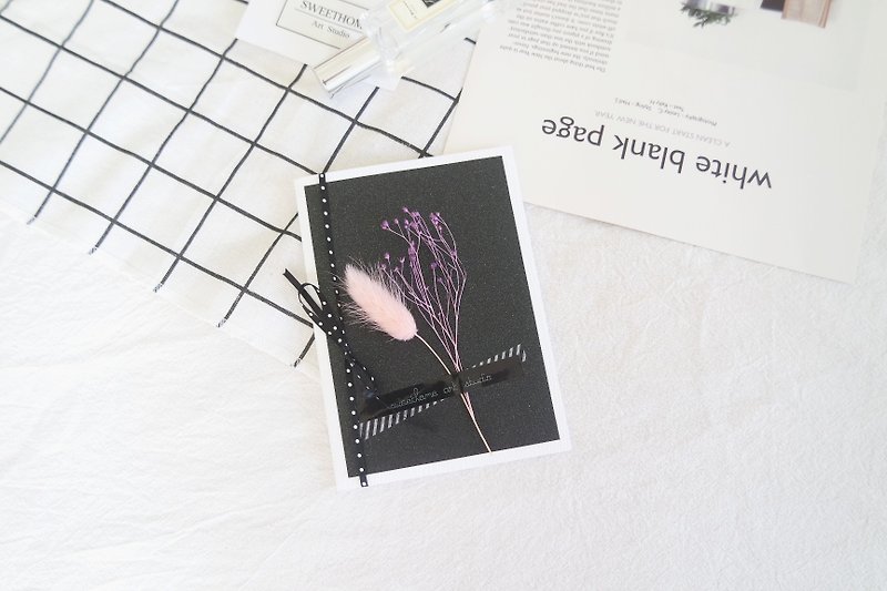 Dry grass flower handmade card / handmade - Italy rabbit grass / Dutch wood star - การ์ด/โปสการ์ด - กระดาษ 