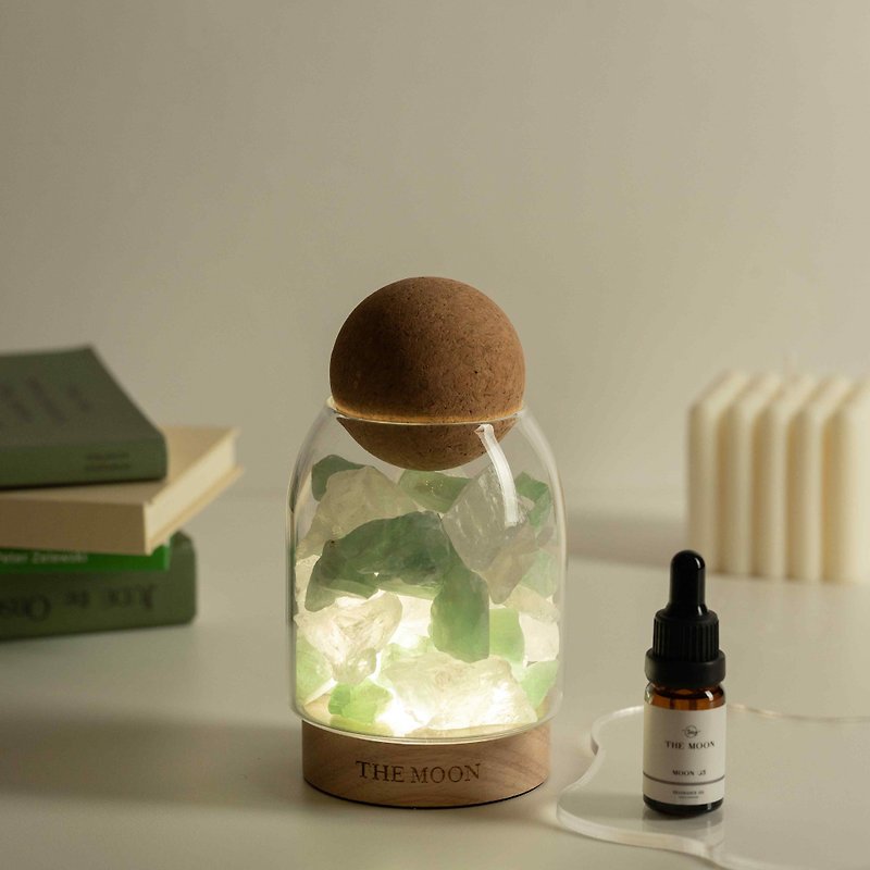 THE MOON White Crystal X Green Stone// Two-color Crystal Diffuser - Fragrances - Crystal Green