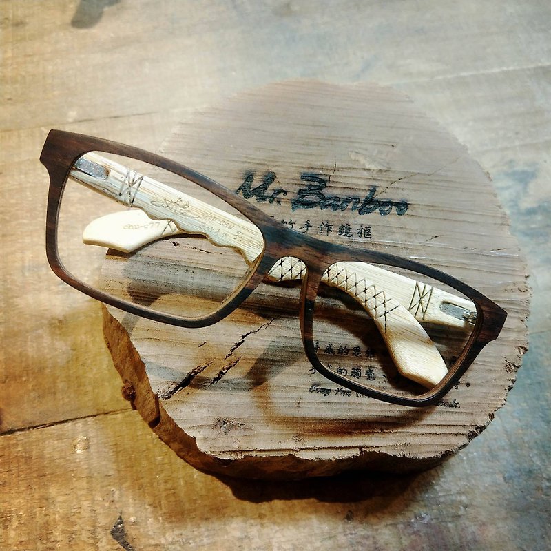 Taiwan handmade glasses [shadow of the ebony old window flowers] series of exclusive patent feel of aesthetics action art - Glasses & Frames - Bamboo Brown
