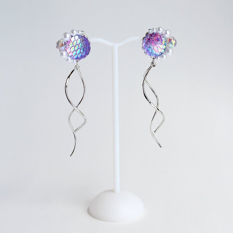 Mermaid Earrings Mermaid Princess Scales Earrings Purple Color - Earrings & Clip-ons - Acrylic Purple