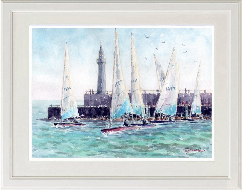 水彩画原画　江の島ヨットハーバー５ - 海報/掛畫/掛布 - 紙 藍色