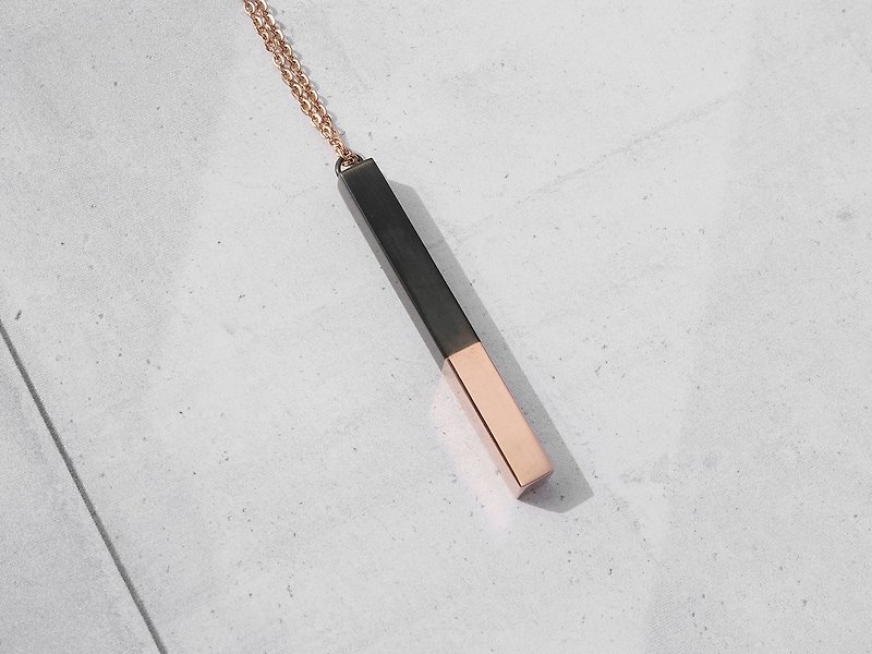 Two-Tone Bar Necklace | Grey x Rose Gold - Necklaces - Other Metals Silver