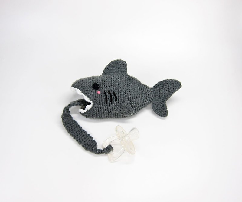 サメのおしゃぶり収納チェーンバッグ - 哺乳瓶・おしゃぶり - その他の化学繊維 グレー