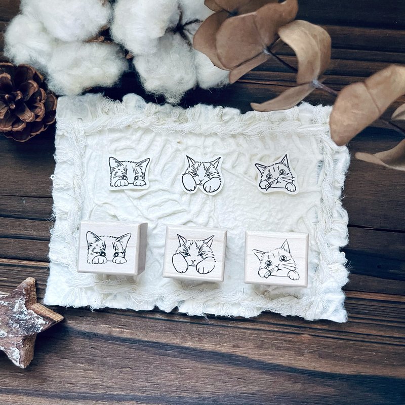 no.203~205 hide and seek stamp Meow Do Re Mi - Stamps & Stamp Pads - Wood 