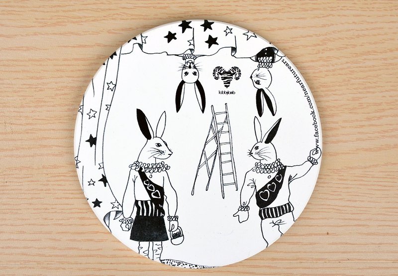 Tabby sheep - the girl's personality humorous moments - illustration mug / Black Rabbit - Coasters - Pottery White