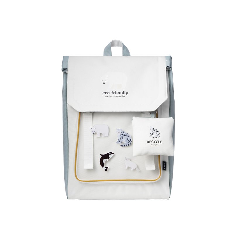 Eco-friendly Fabric-Polar Guardian-Flip Backpack - กระเป๋าเป้สะพายหลัง - เส้นใยสังเคราะห์ ขาว