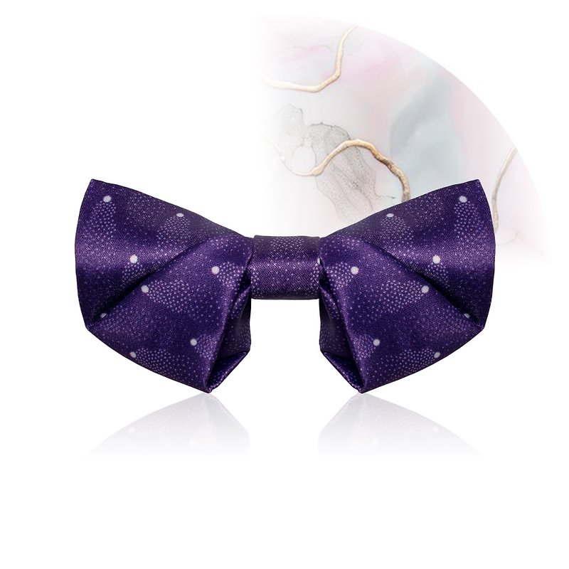 Style F0099 purple Mini Dots patt Bowtie -  Wedding Bowtie Folded style - เนคไท/ที่หนีบเนคไท - เส้นใยสังเคราะห์ สีม่วง