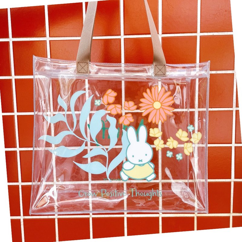 ミッフィー公認 | スプリングガーデン(ブラウン)-透明バッグ-大 - トートバッグ・ハンドバッグ - プラスチック 