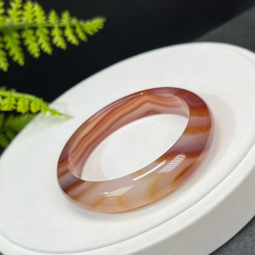 WANZAMGOK 優質 馬達加斯加漸變紅瑪瑙手鐲 53MM 冰潤天眼千層海浪紋 顯氣質