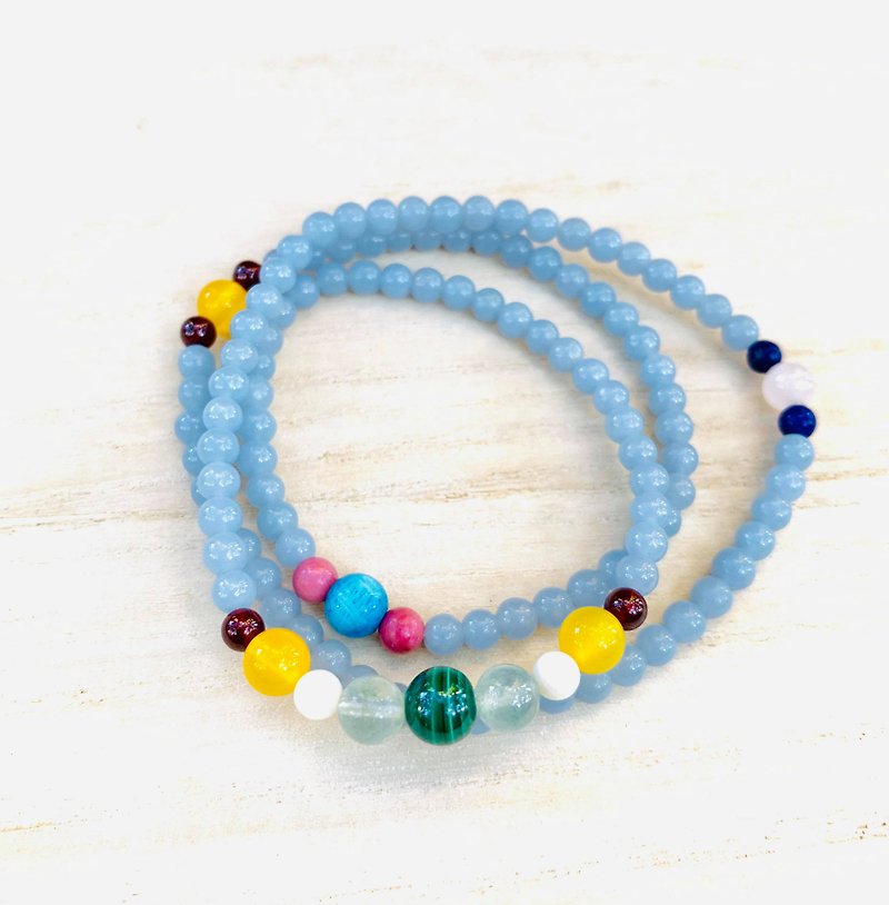 Suddenly (108 bracelets/rosary series) Peruvian angel Stone: receiving energy - Bracelets - Crystal Blue