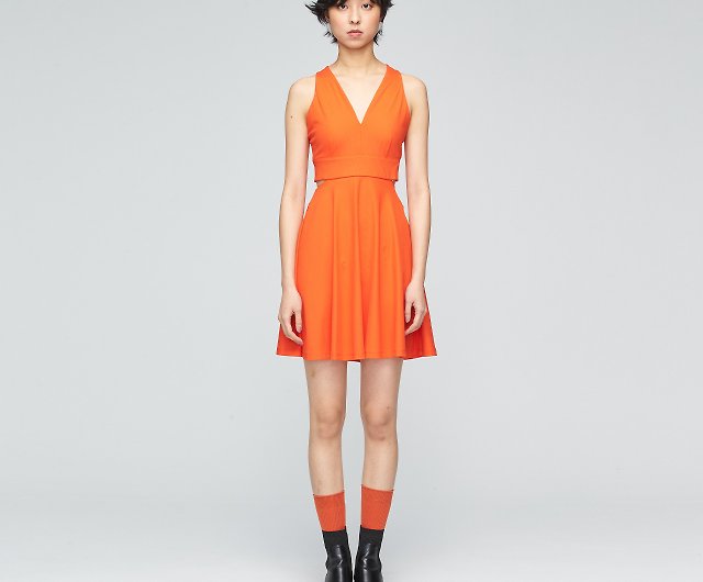 Ultracool-Deep V Hollow Cool Feeling Bra Dress (Female)-Marigold Orange -  Shop VOUX One Piece Dresses - Pinkoi