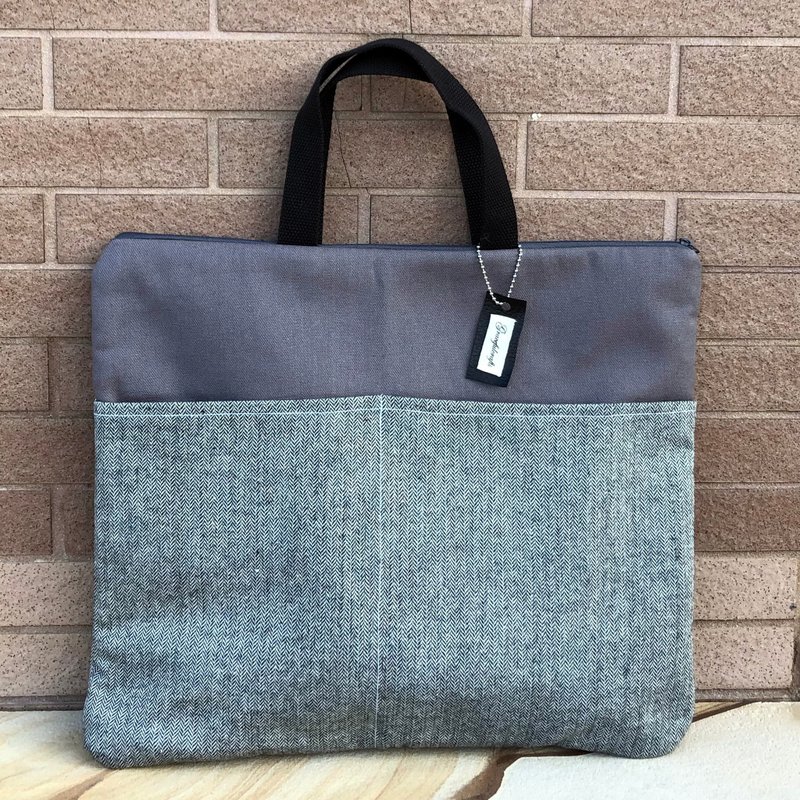 Gracefulcrafts - 13吋Macbook手提電腦袋 電腦包 筆電包 (CB-9) - 電腦包/筆電包 - 棉．麻 灰色