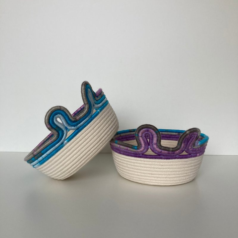 Set of 2 basket Animal basket for nursery Rabbit basket Small rope basket - Storage - Cotton & Hemp Purple
