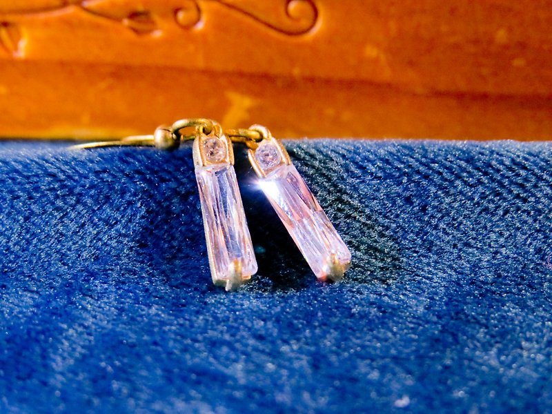 brass geometric series zircon earrings (slender side) - Earrings & Clip-ons - Other Metals 