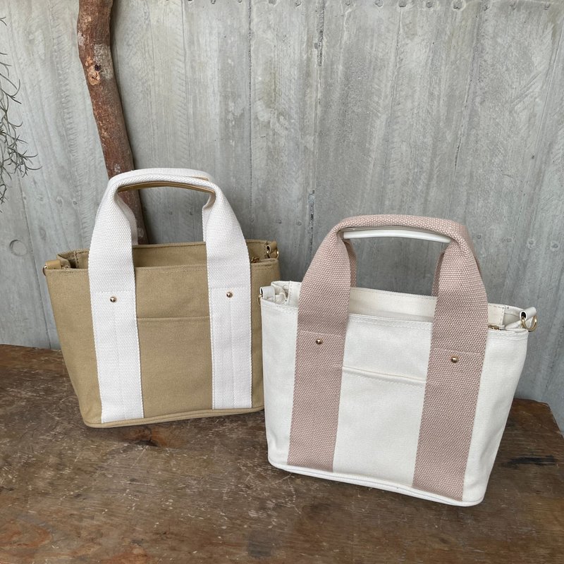 Multi-compartment zippered canvas tote bag canvas bag dual-use canvas bag - Handbags & Totes - Other Materials 