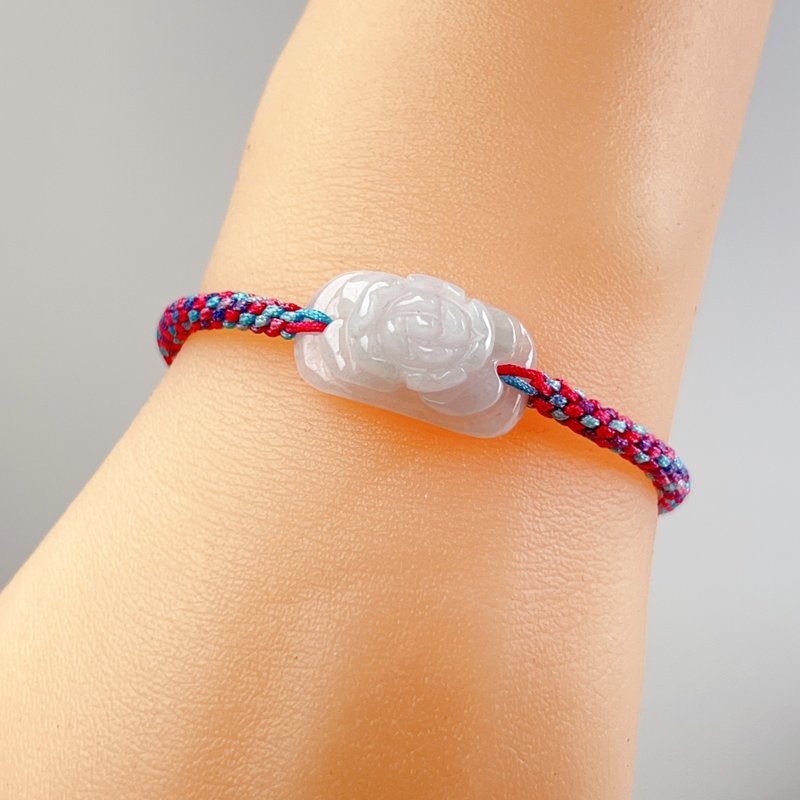 [Like jade and flowers] Ice jade flower braided bracelet | Natural Burmese jade A grade jade | Gift giving - Bracelets - Jade Transparent