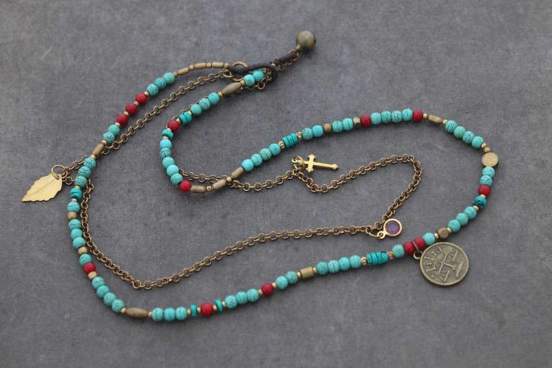 Turquoise Chain Birthstone Necklaces Custom Personalize Zodiac Chain Layer - Necklaces - Stone Green