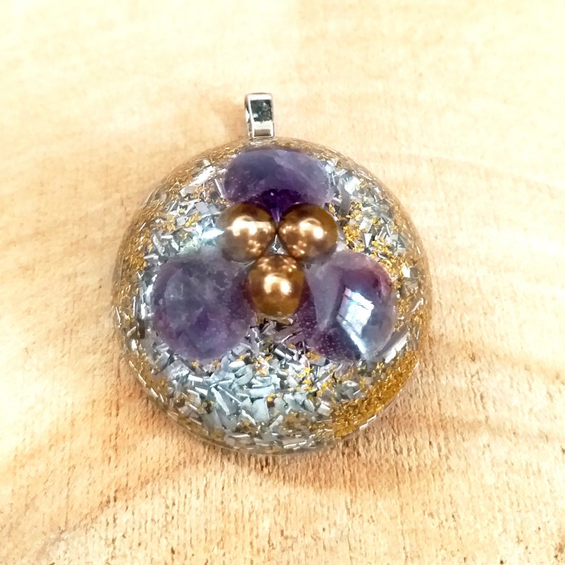 Pet charm amulet, copper beads, Amethyst, release stress, promotes calmness - Custom Pillows & Accessories - Crystal Purple