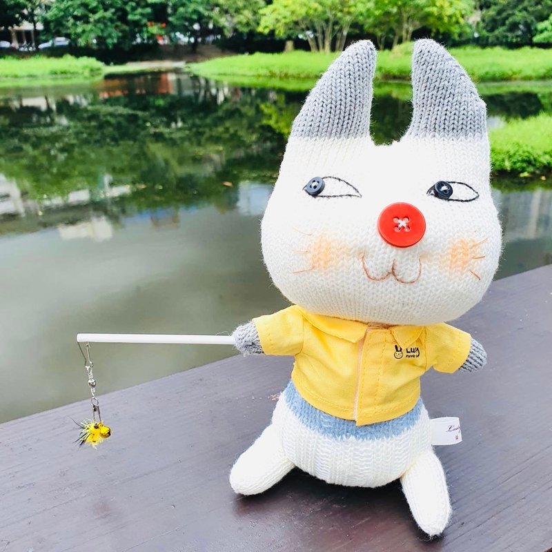 【幸運紫娃】釣魚小貓 | 襪子娃娃 - 公仔/玩偶 - 其他材質 白色