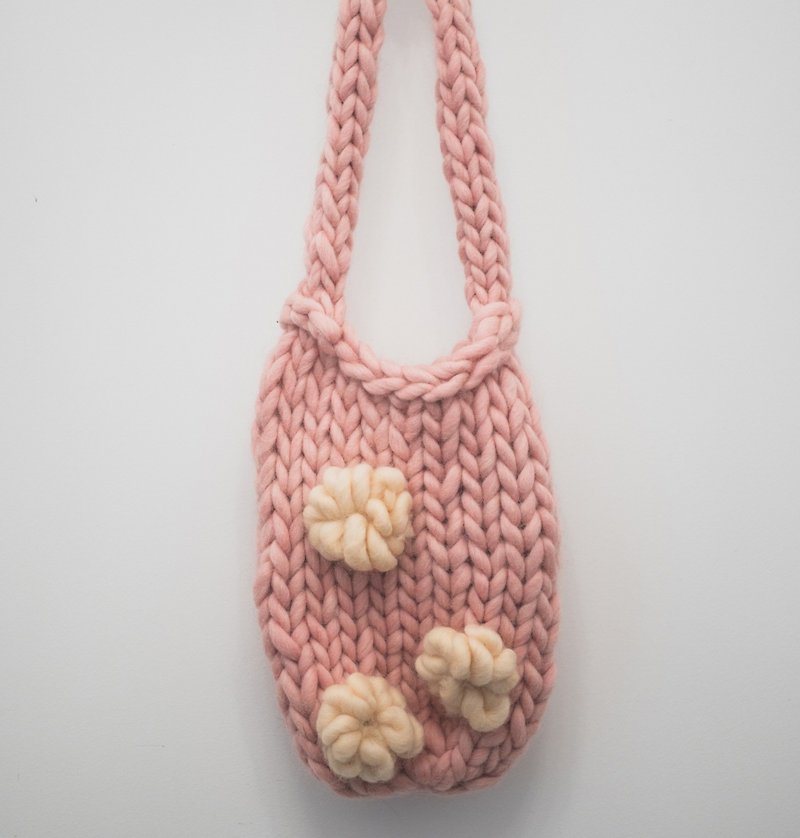 棉花糖包 - 側背包/斜孭袋 - 羊毛 粉紅色