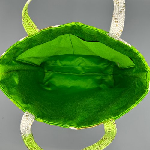 着物 帯 帯締め リメイク トートバッグ ハンドメイド 緑