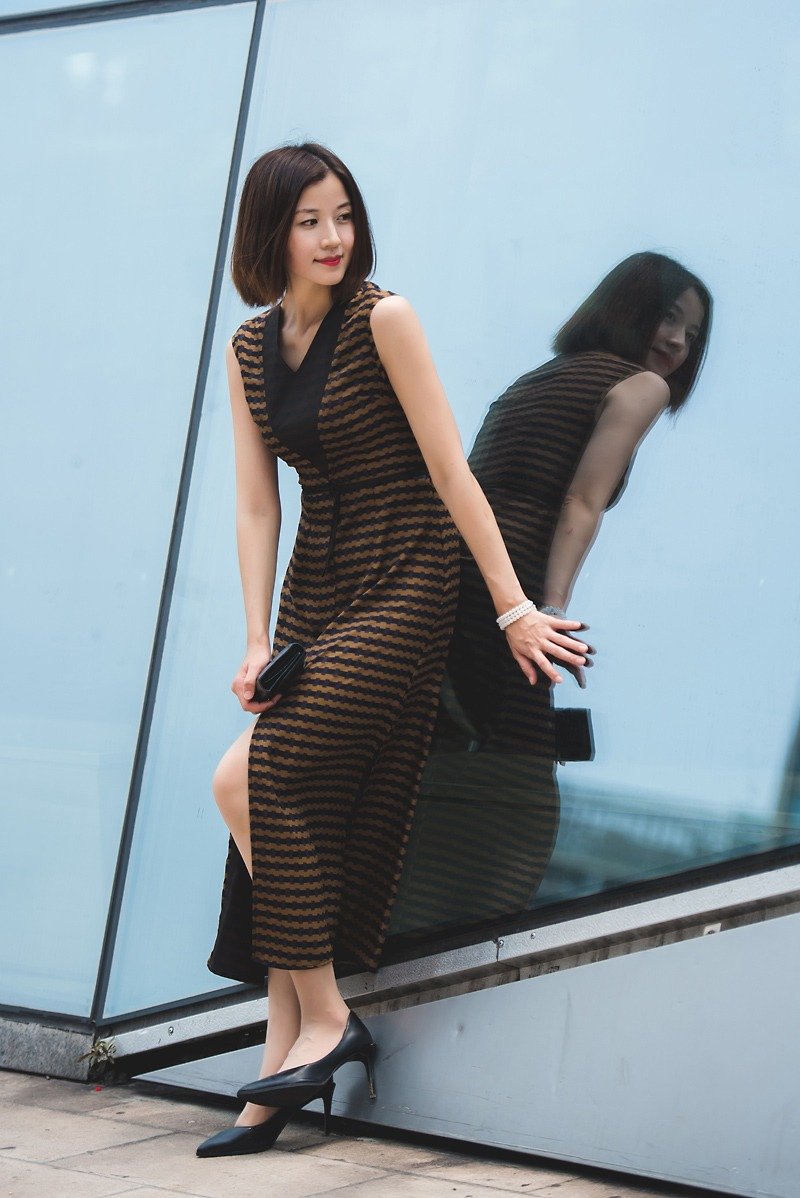 [Pin Xiangyun yarn] The new fragrant cloud yarn dress tomorrow's city - Skirts - Silk Brown