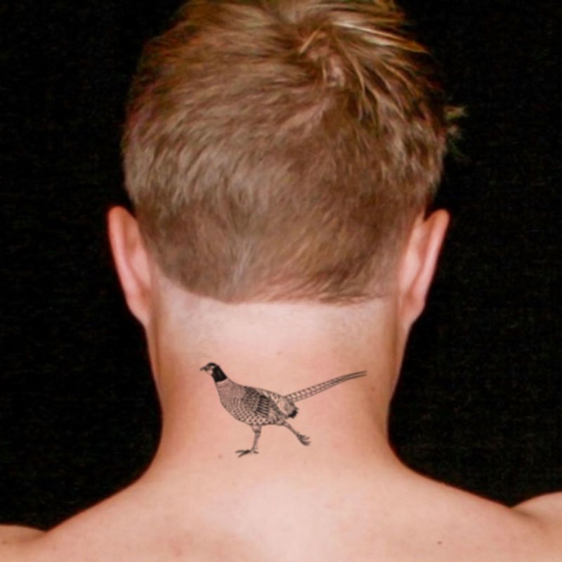 Pheasant Bird Temporary Tattoo Sticker (Set of 2) - OhMyTat - Temporary Tattoos - Paper Black