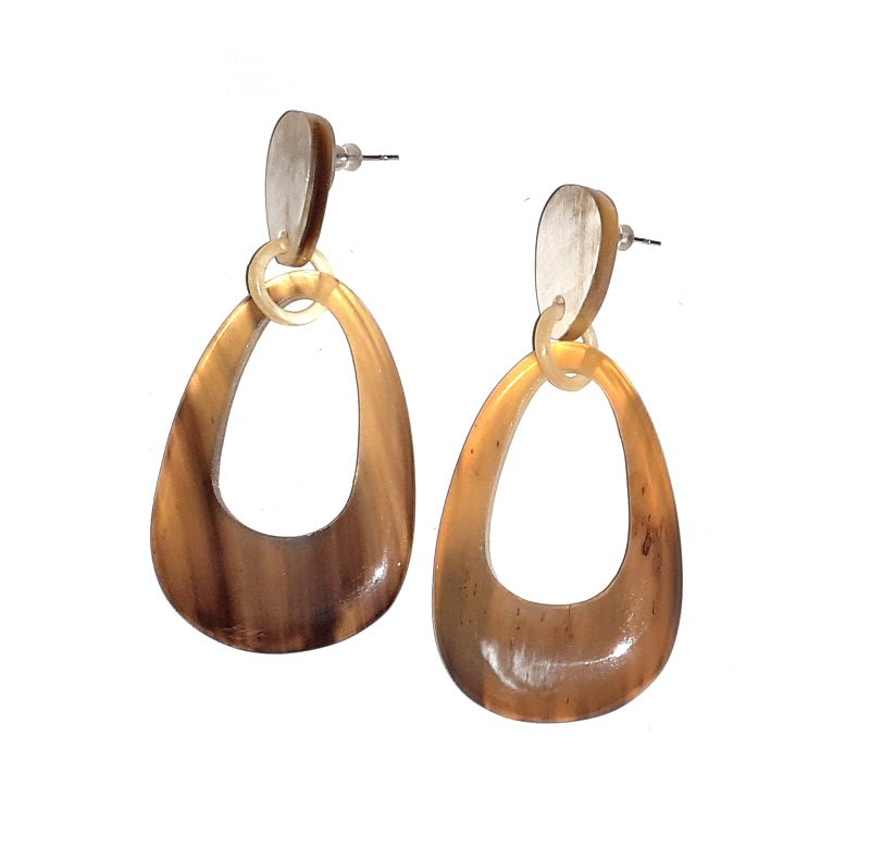 Boho Stud Earrings Handmade from Ox Horn Gorgeous Jewelry Gifts for Women - 耳環/耳夾/耳骨夾 - 其他材質 多色