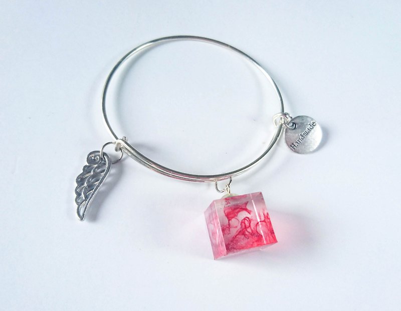 Red cube fog Epoxy adjustable bracelet - Bracelets - Other Metals Red