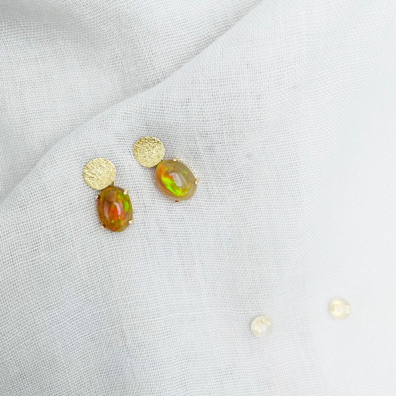 每一天日常 水晶蛋白石 黃18K金耳環 輕珠寶飾品 - 耳環/耳夾/耳骨夾 - 寶石 金色