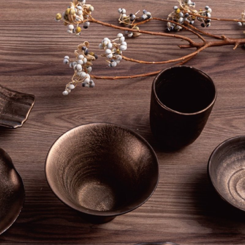 WAGA 日式銅釉流金 陶瓷茶杯250ml - 茶壺/茶杯/茶具 - 陶 卡其色