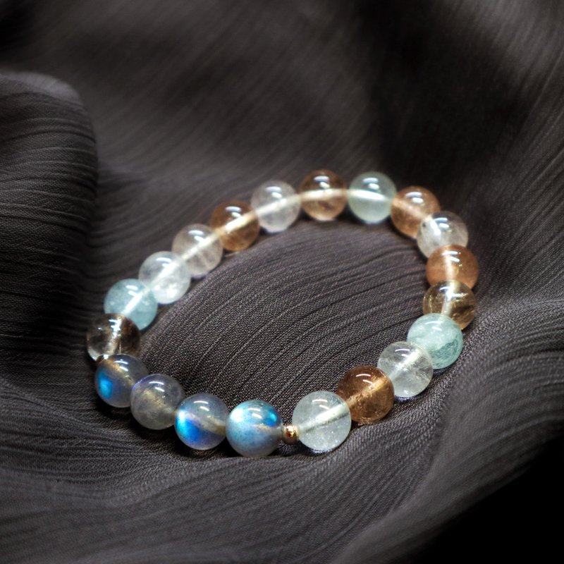 [Moon Elf] Mysterious dream enhances temperament l Labradorite + Stone l Pure silver crystal - Bracelets - Crystal 