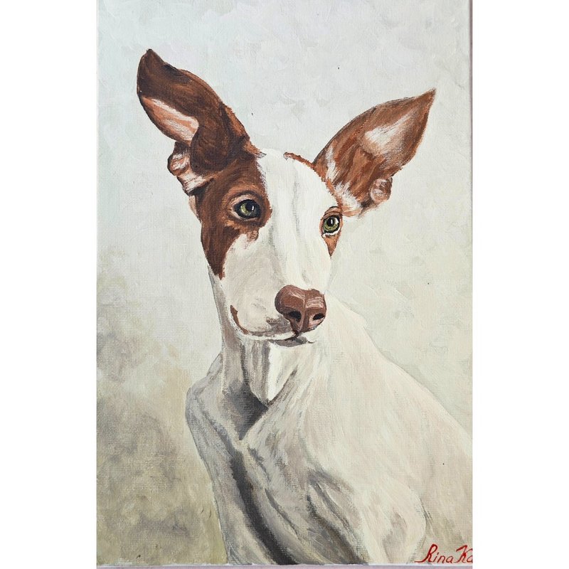 伊比沙獵犬狗肖像畫 原創動物藝術手繪作品 作者 RinaArtSK - 壁貼/牆壁裝飾 - 其他材質 多色