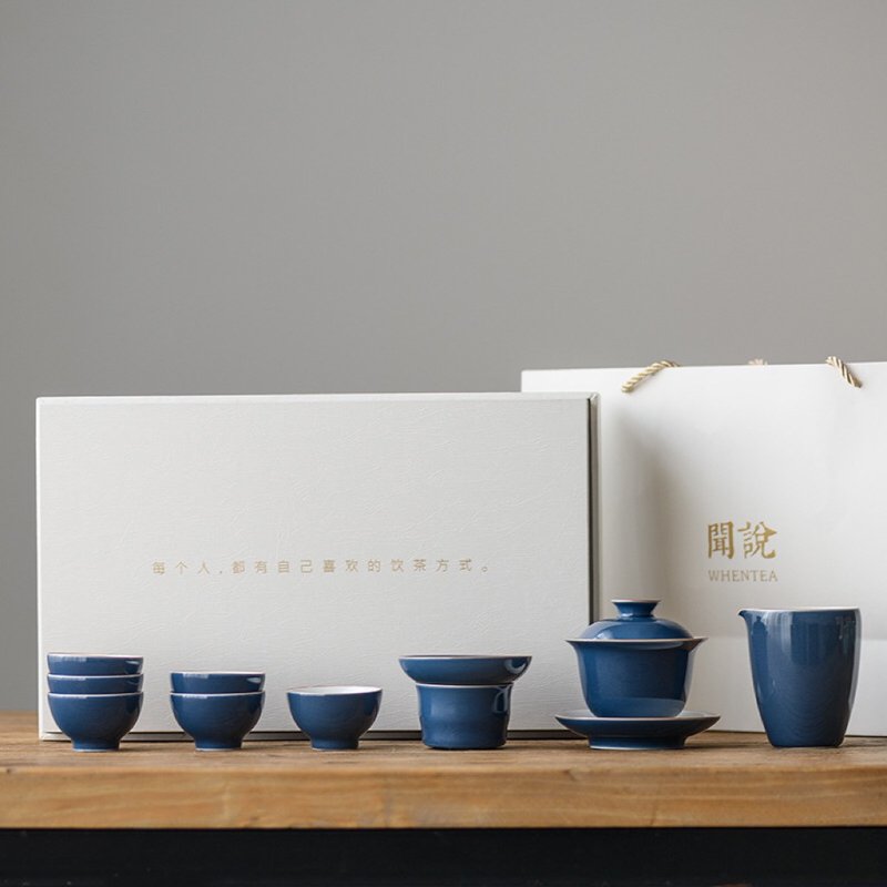 聞說|景德鎮湛藍釉功夫茶具套裝 - 茶壺/茶杯/茶具 - 陶 
