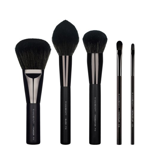 RIVAU BEAUTY 高階纖維混羊毛黑色系列 - 臉部刷具5隻組 I 刷具 動物毛 手工刷