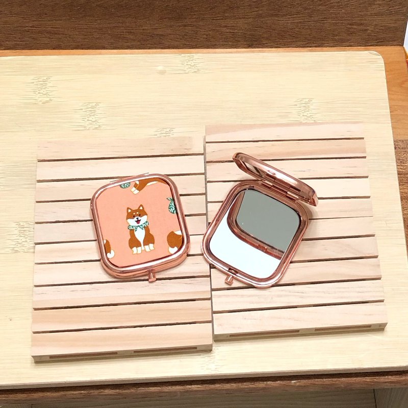 Shiba Inu A. Pink/ Rose Gold. Makeup Mirror. Portable Mirror. Mirror - Makeup Brushes - Cotton & Hemp Pink
