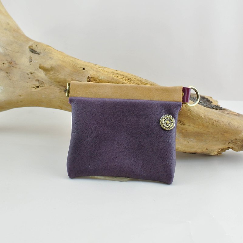 ➜. Splicing shrapnel multi-functional small package. ➜ --- change / small / storage / key / headset / transmission line / business card / card / travel card - Coin Purses - Genuine Leather Purple