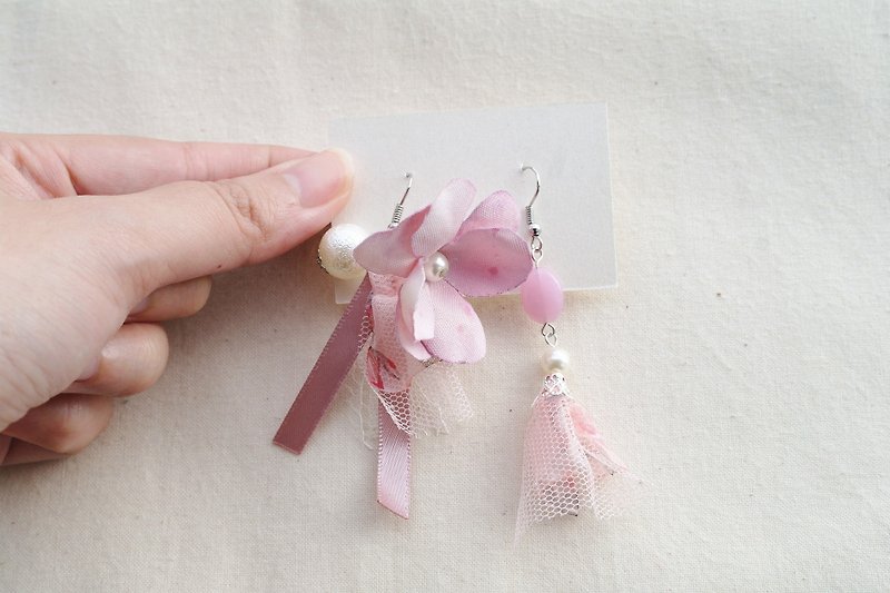 Romantic Autumn Purple Fabric Flower Earrings Hook, Gift for Her - Earrings & Clip-ons - Plants & Flowers Purple