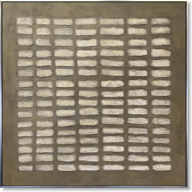 ミニマリストの侘び寂びの壁アート テクスチャーのある抽象画 オリジナルベージュアートワーク - ウォールデコ・壁紙 - アクリル ブラウン