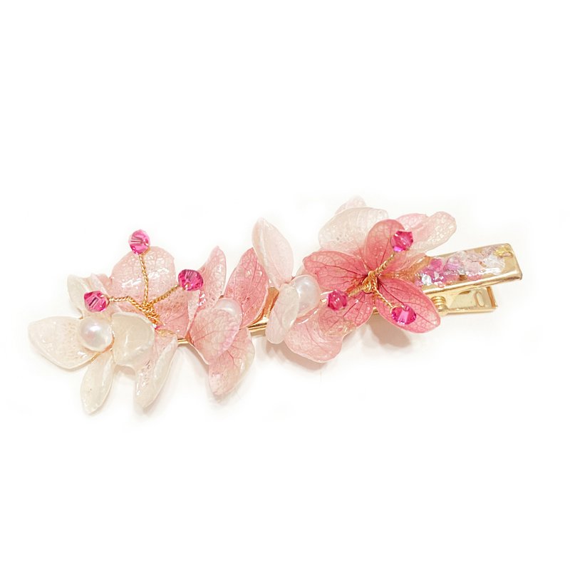 Japanese resin  Dry Flower Hydrangea Freshwater Pink purple Gradient Hairpin - Hair Accessories - Plants & Flowers Pink