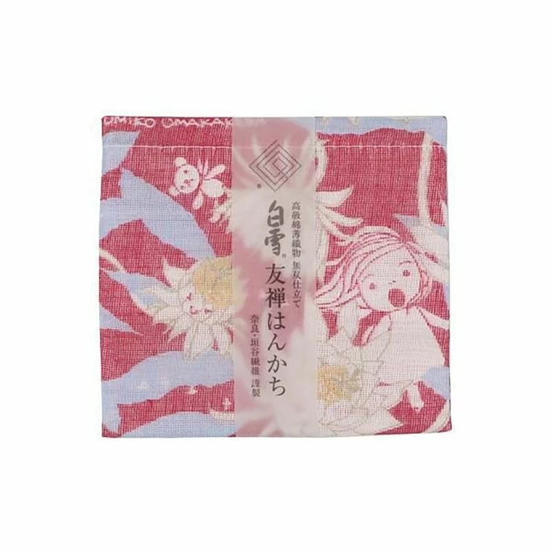 京友禪染手帕 / 月下美人 紅色 - 手帕 - 棉．麻 紅色